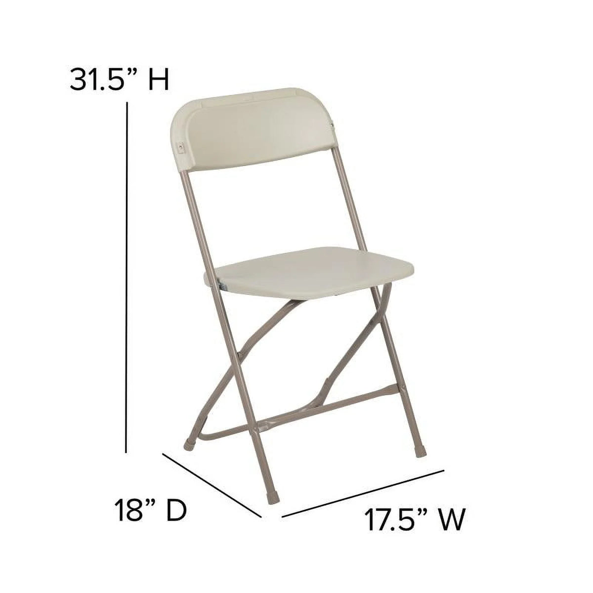 (50 PACK) 650 Lbs Weight Capacity Commercial Quality Beige Stackable Plastic Folding Chair - Heavy Duty Plastic Folding Chairs