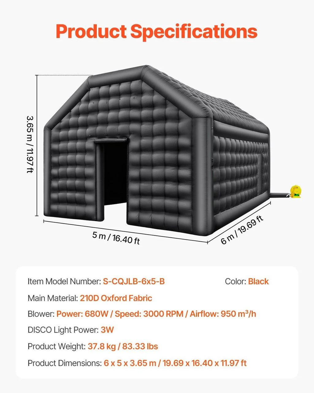 Portable Inflatable Nightclub - 16.4FT Wide Blow Up Party Tent with Glow Lights for DJ Parties