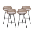 Verano Wicker and Metal Outdoor Barstools with Cushion, Set of 4, Mixed Brown and Beige