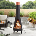 Mainstays 67 Tall Round Powder-Coated-Black Finish Steel Wood Burning Chiminea
