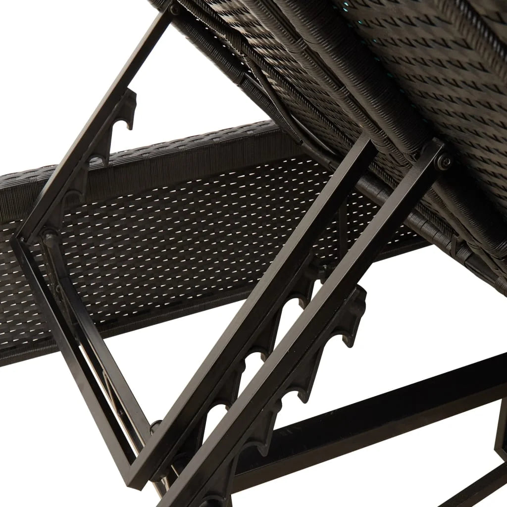 vidaXL Double Sun Lounger with Cushions Outdoor Poly Rattan Brown/Gray/Black