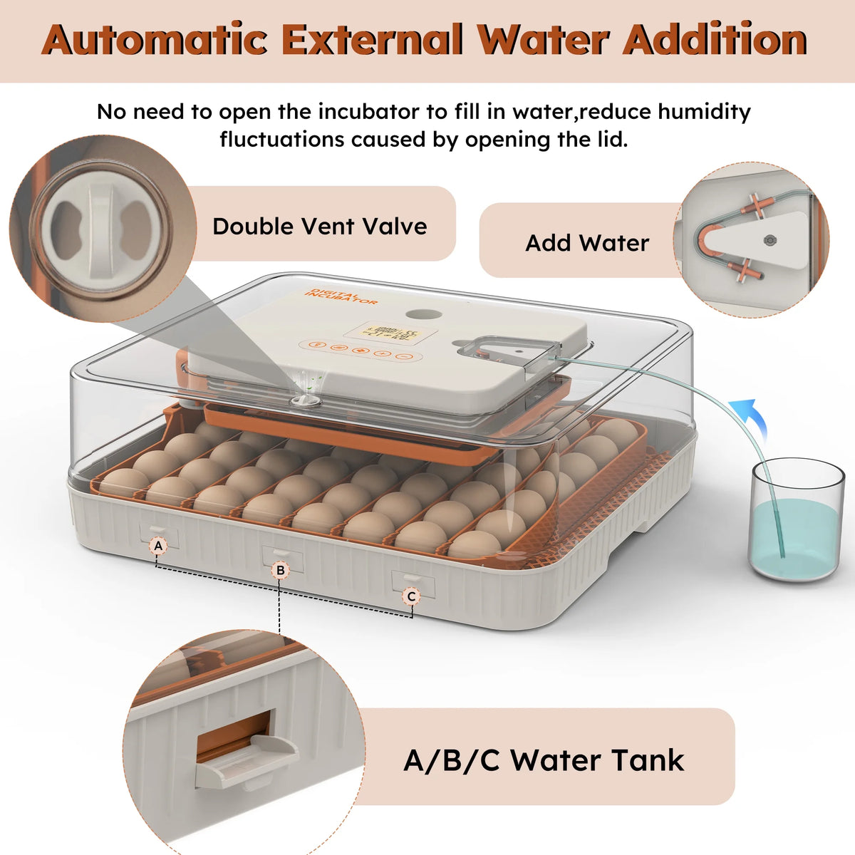 Montary 56 Egg Incubator: Auto Turning, Humidity Control & Water Refill for Chicken/Duck/Goose Eggs w/ Candler