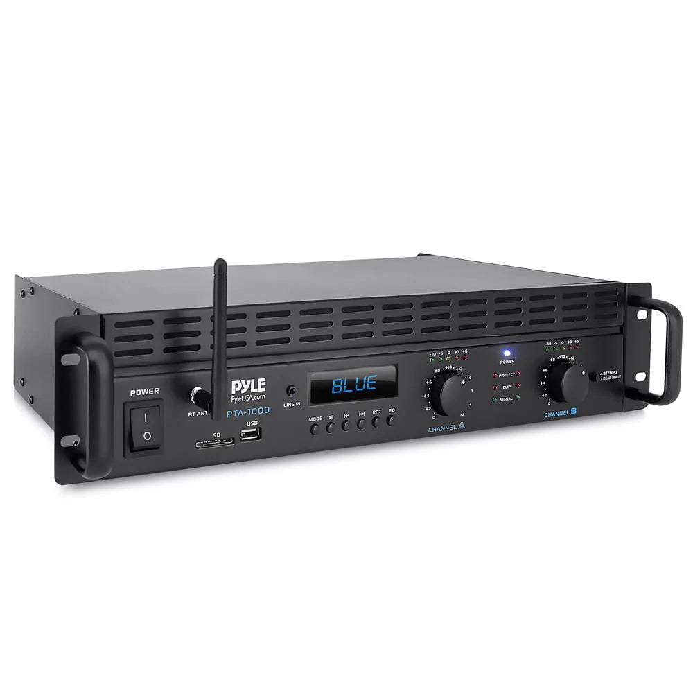 Pyle 2-Channel 2000W Bridgeable Rack Mount Pro Audio Sound Wireless Home Stereo Receiver Amplifier