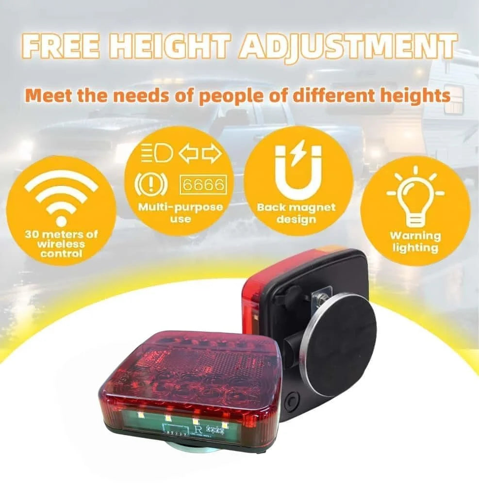 Wireless Trailer Lights Magnetic,Wireless Trailer Lights,2025 New Led Wireless Tail Lights for Trailer,Rechargeable Towing Light Kit with Powerful Suction Base for Trucks,Boat,RV,Vehicle