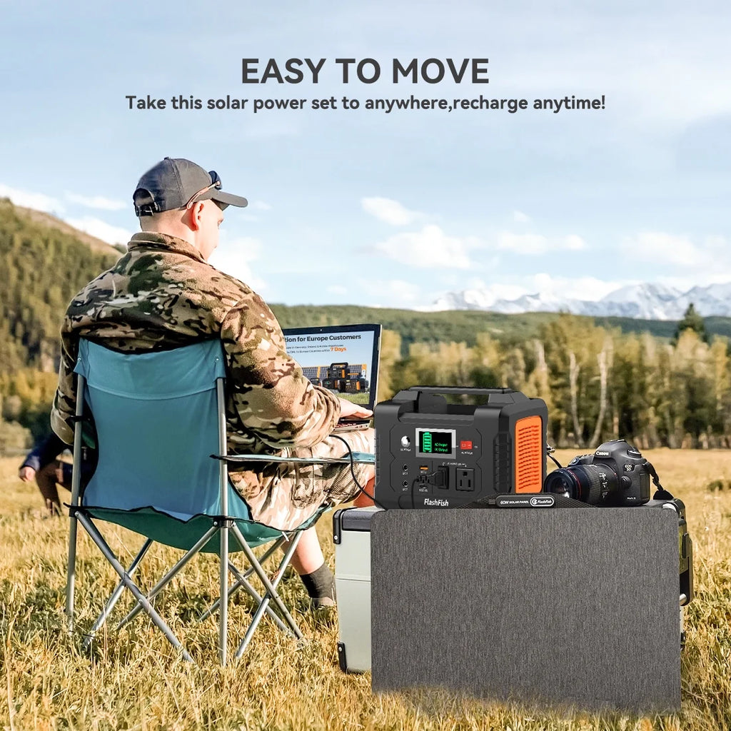 Flashfish 200W Portable Power Station, 40800mAh Solar Generator, Portable Generator for Camping Travel Emergency