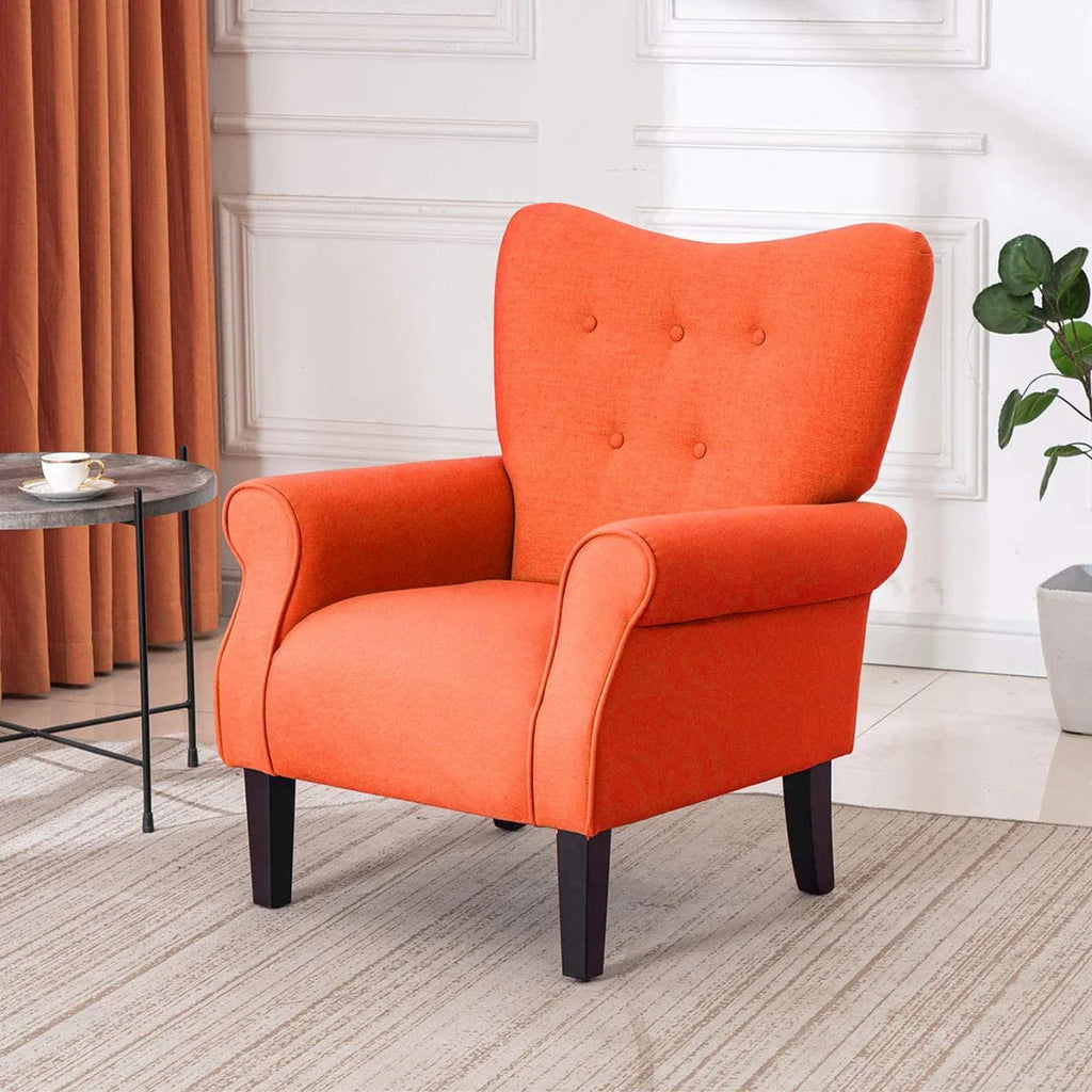 Richryce MidCentury Accent Chair with Arm ,High Back Armchair Beige,Beige