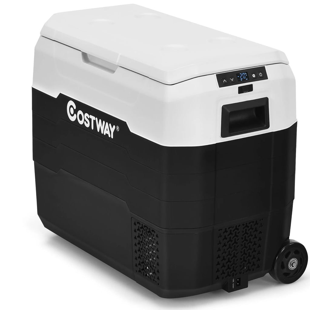 Costway 42 QT Portable Car Refrigerator Dual-Zone Car Cooler White