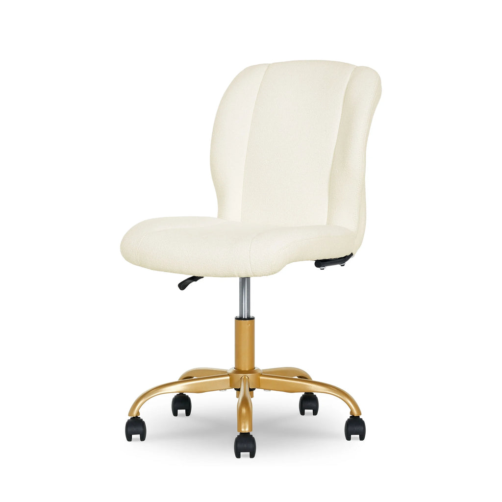 Mainstays Boucl Armless Office Chair for Adults and Teens, Cream