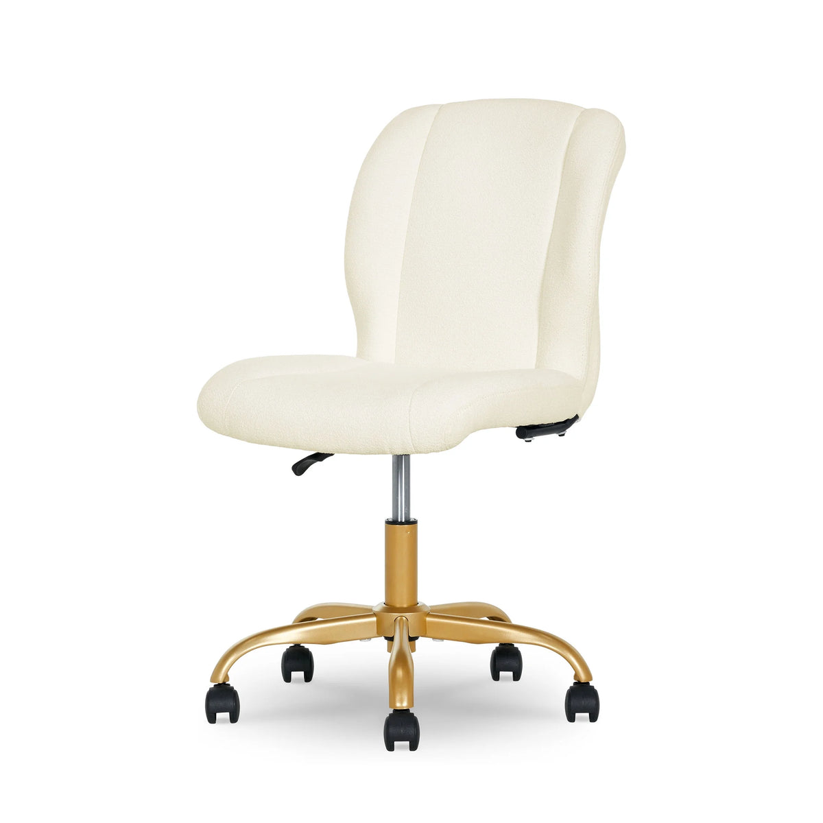 Mainstays Boucl Armless Office Chair for Adults and Teens, Cream