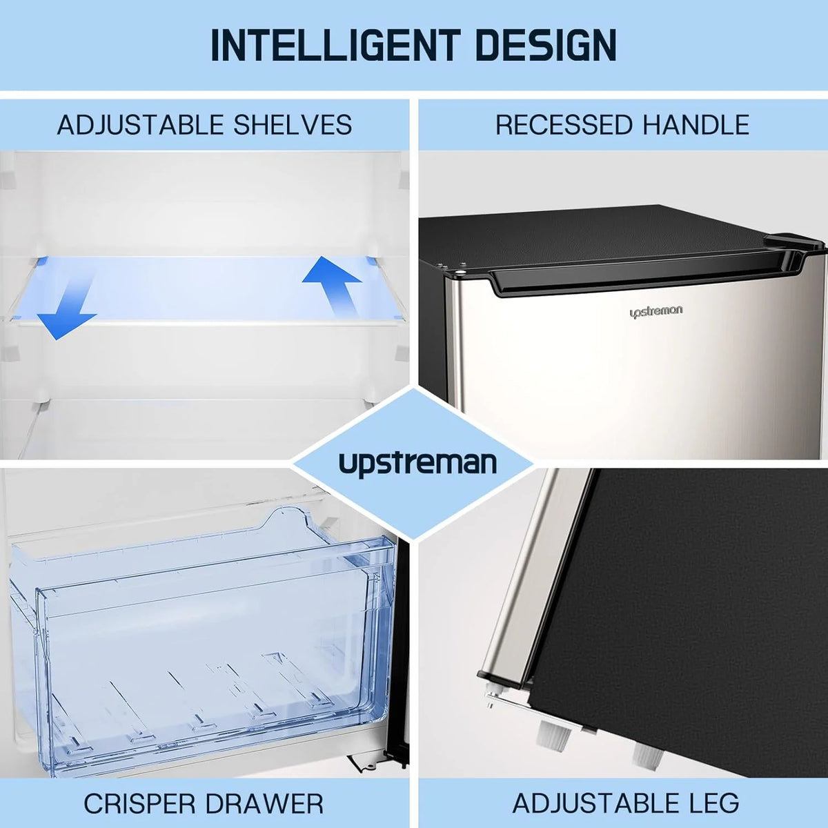 Upstreman 7.0 Cu.Ft Upright Freezer Convertible Fridge/Freezer, Garage Ready Deep Freezer with Reversible Door, UP70 White