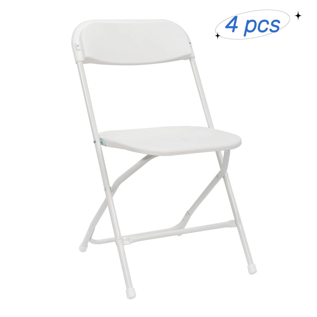 Zimtown Set of 4 White Plastic Folding Chairs Heavy Duty Portable Stackable Party Event Chairs, Plastic Portable Party Chairs