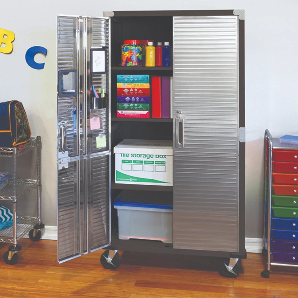 Seville Classics UltraHD Steel Body Lockable Storage Filing Cabinet Organizer Locker Shelving Unit 36" W x 18" D x 72" H, Granite