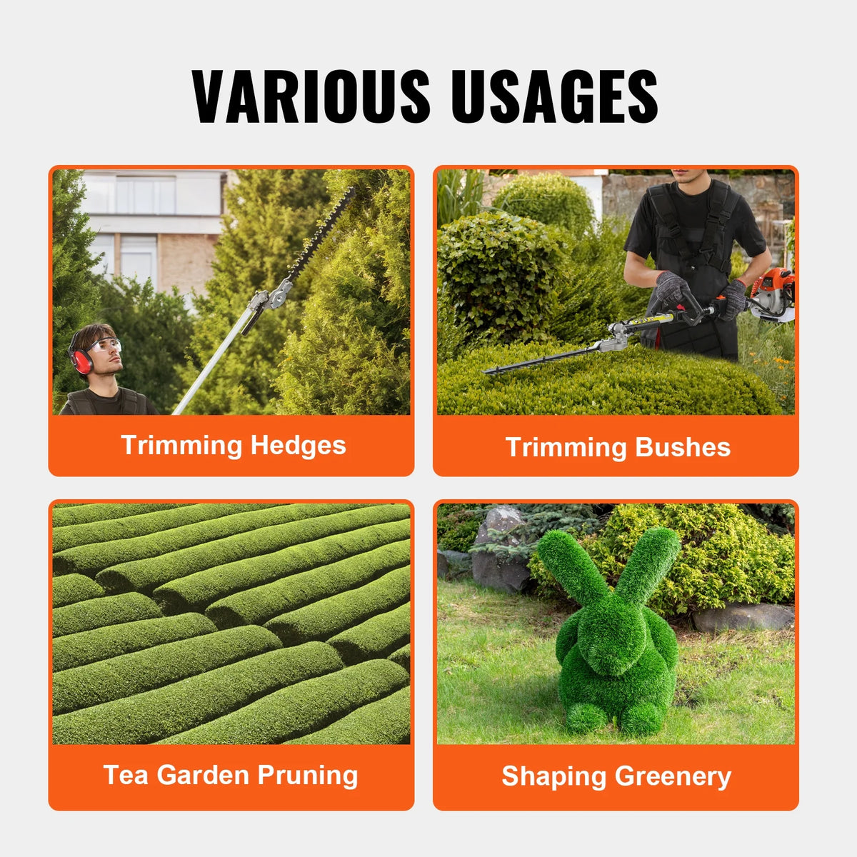 KFFKFF 26CC 5-in-1 Versatile Gardening Tools, Gas-Powered Hedge Trimmer, Grass Cutter, Line Trimmer, Edger, and Pole Saw with Extendable Shaft