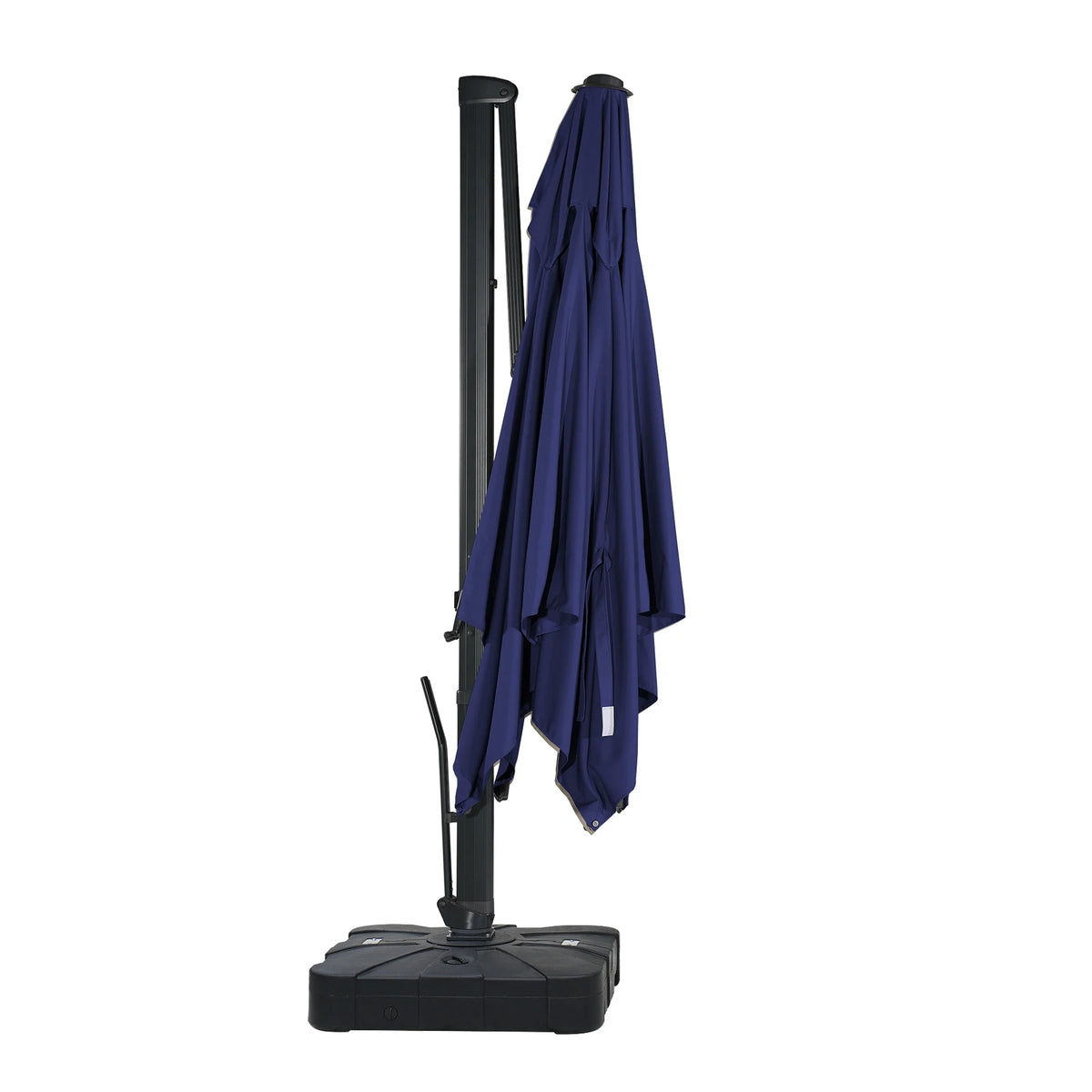 Boyel Living Cantilever Outdoor Patio Umbrellas, with Bluetooth Ambient Light & Base, Offset Square Umbrella for Pool Deck Garden Backyard, Navy Blue