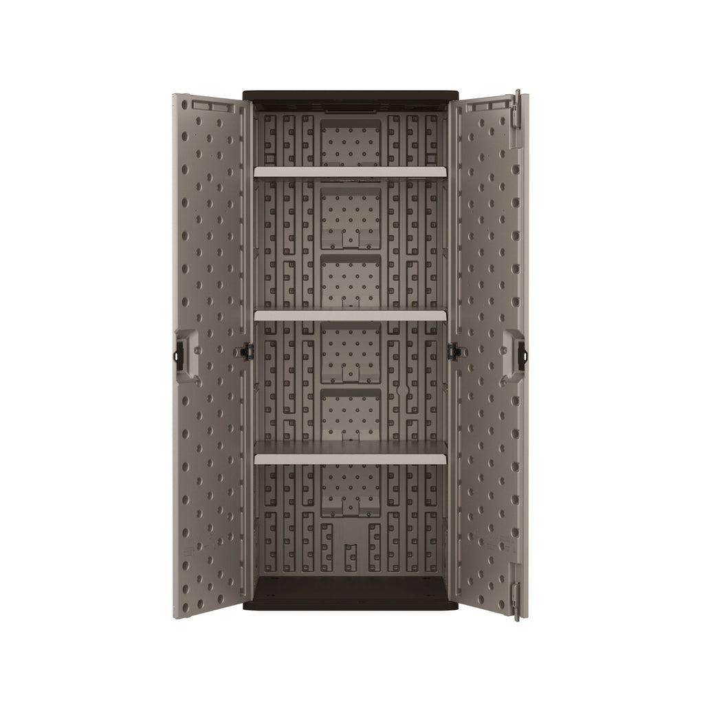 Suncast 3-Shelf Resin Base Garage Cabinet Locker, Gray