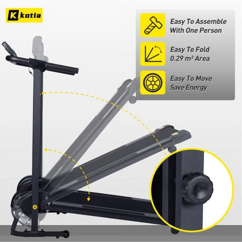 Manual Treadmill, Non Electric Treadmill with 10° Incline, Compact Foldable Treadmill Exercise Machine Fitness Exercise Equipment for Apartment Home Walking Jogging Running Cardio Training