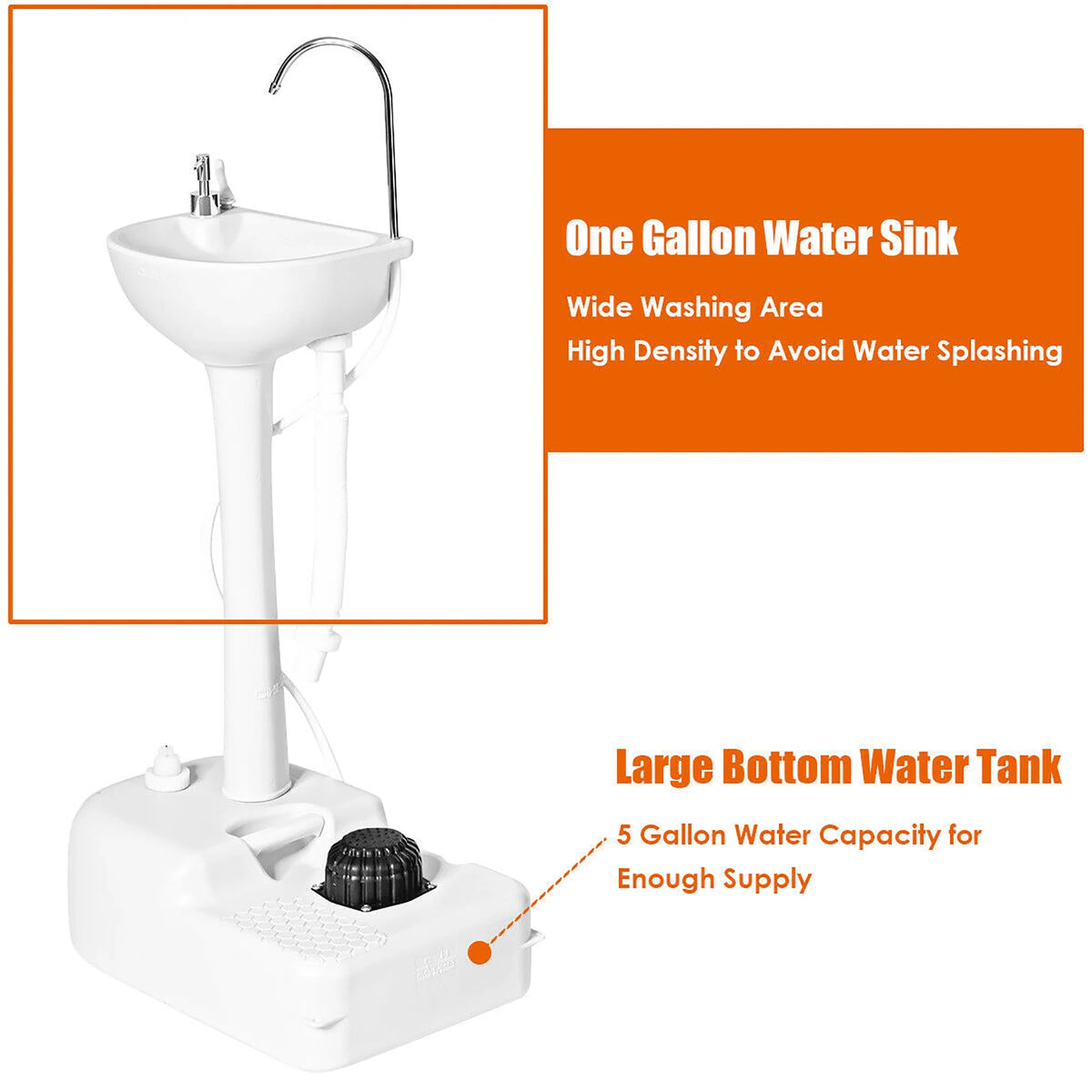 Costway 5 Gallon Portable Wash Sink  Hand Wash Basin Stand