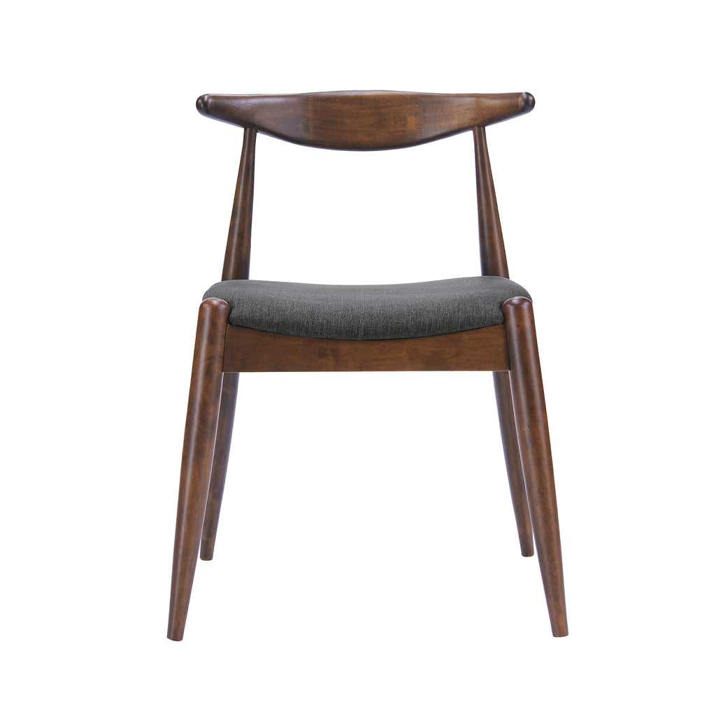 GDF Studio Virgil Mid Century Modern Fabric Upholstered Dining Chairs, Set of 2, Charcoal and Walnut