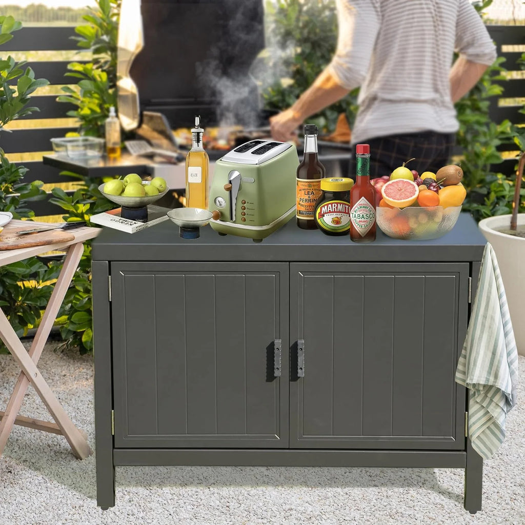 Domi Outdoor Kitchen Series 5-Piece Modular Outdoor Kitchen, Aluminum Storage Islands Sink Table, Corner Bar Cabinet Grill Storage Cabinet with Protective Cover, Outdoor Kitchen for Deck, Patio, Backy