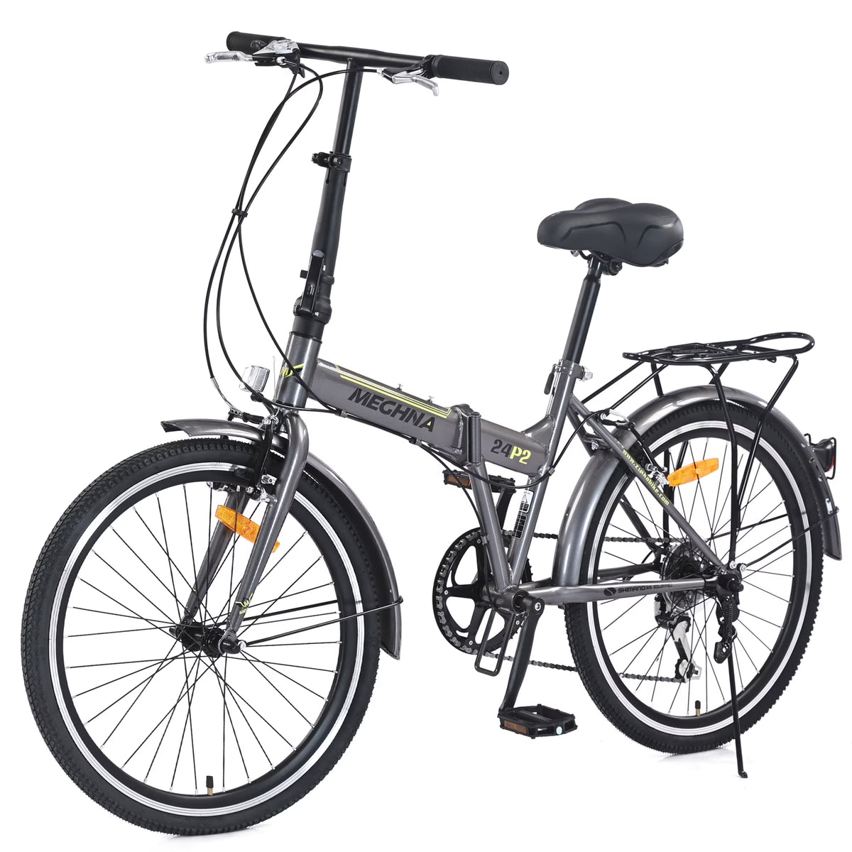 Meghna 24 inch Folding Bike 7 Speed V Brake City Commuter for Men Women Daily Commuting Black