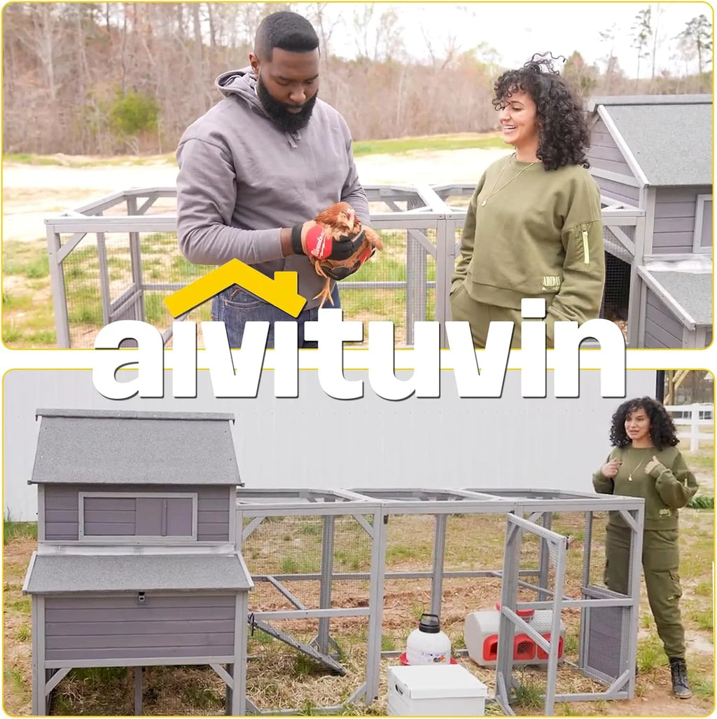 Aivituvin Chicken Coop Extra Large Chicken House Outdoor Poultry Cage for 8-10 Chickens
