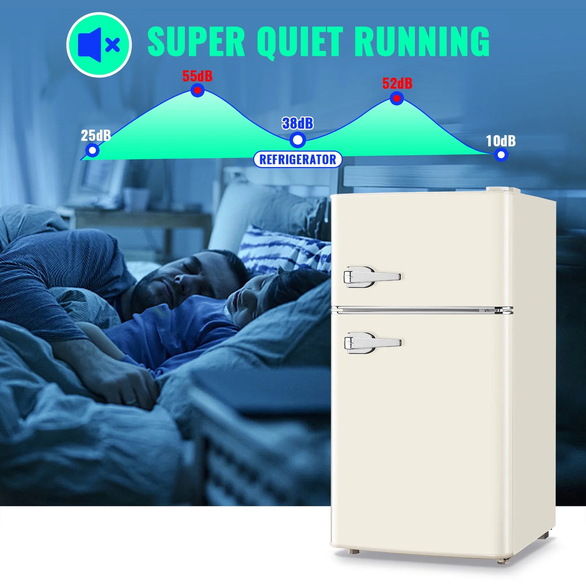 Tacool 3.5 Cu.ft Retro Mini Fridge with Freezer, 2 Door Small Refrigerator with 7 Adjustable Thermostat for Home, Blue
