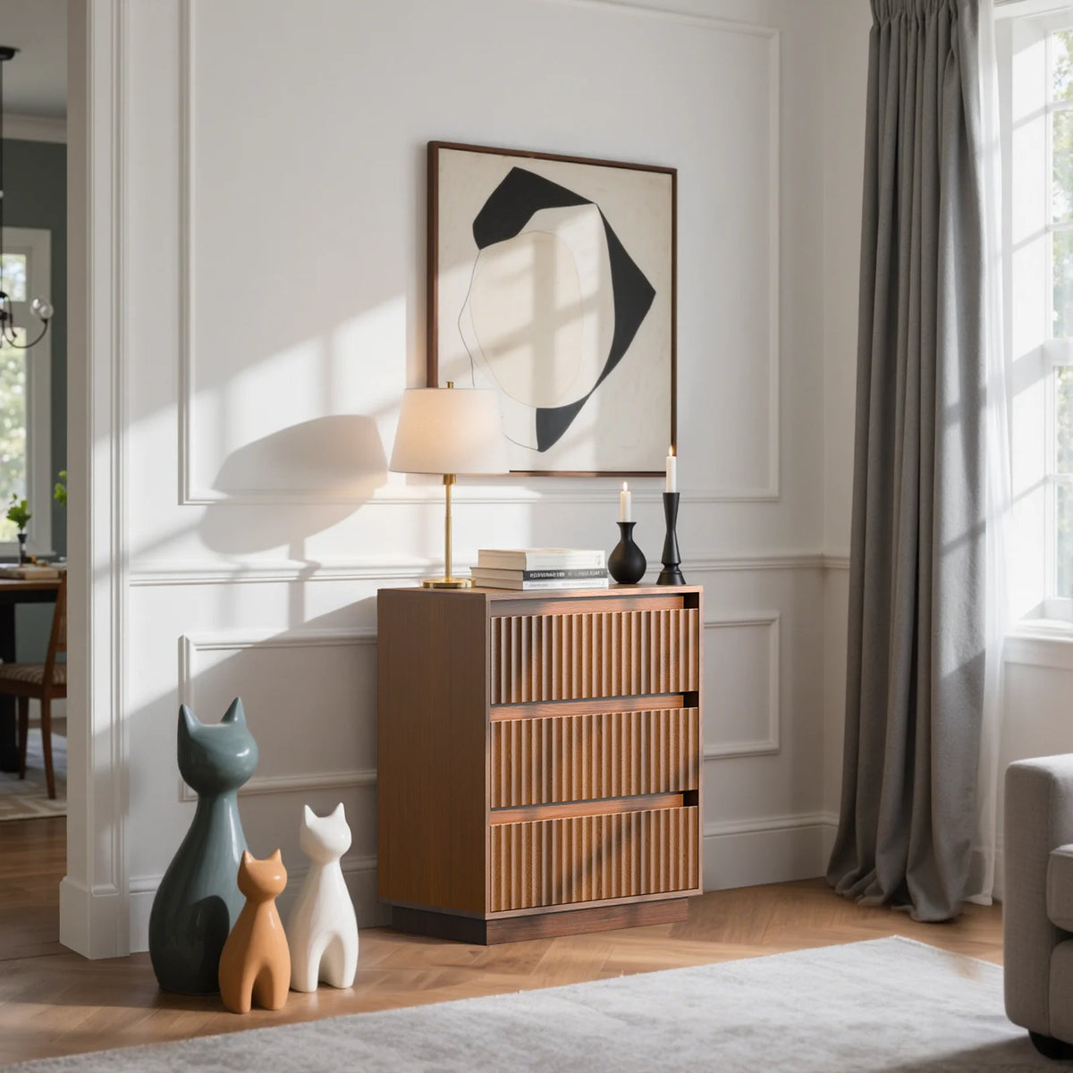 Wood Dresser, 6 Drawer Dresser for Bedroom, Modern Chest of Drawers with Deep Drawers Waterproof Living Room, Hallway, Entryway