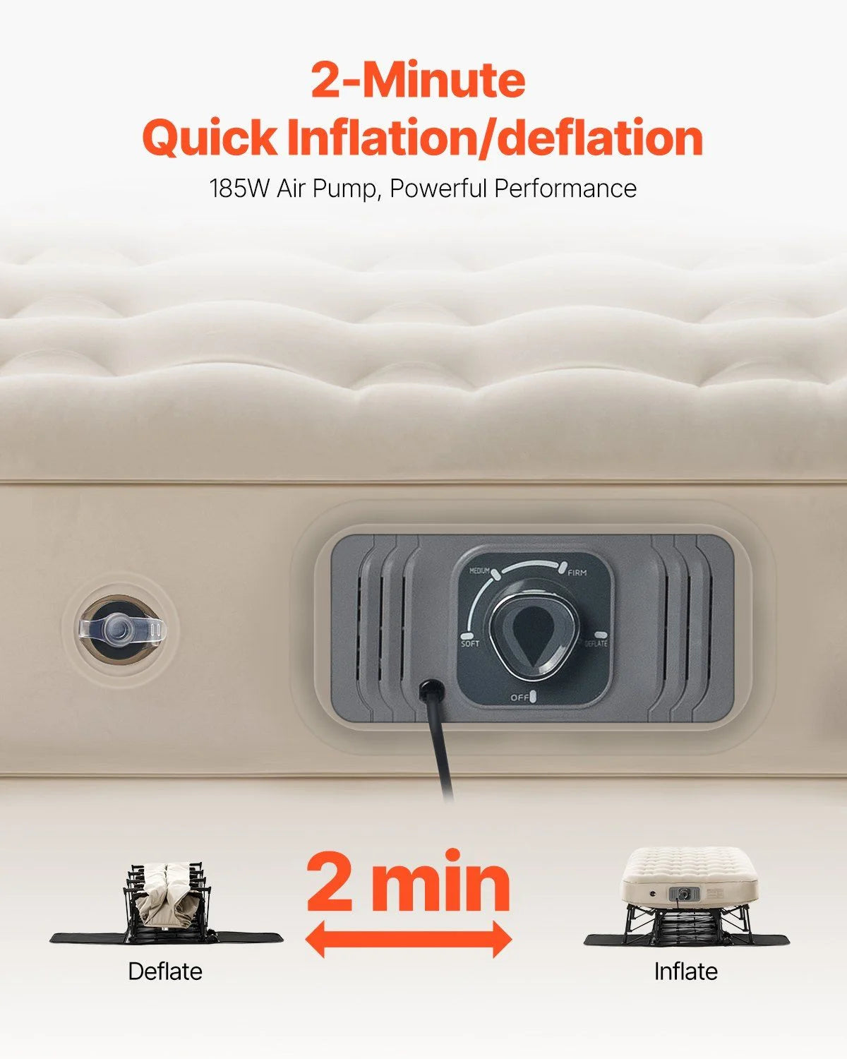 Air Mattress with Frame, Inflatable 1 Person Camping Cot with Built-in Pump, Portable Folding Air Beds Supports 300 lbs, Blow Up Anywhere Bed for Guests Camping Travel Indoor & Outdoor Use