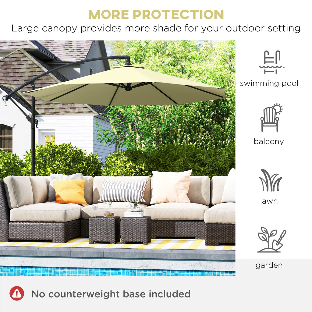 Outsunny 10' Cantilever Hanging Tilt Offset Patio Umbrella with UV & Water Fighting Material and Cross Base (Weight Not Included), Gray