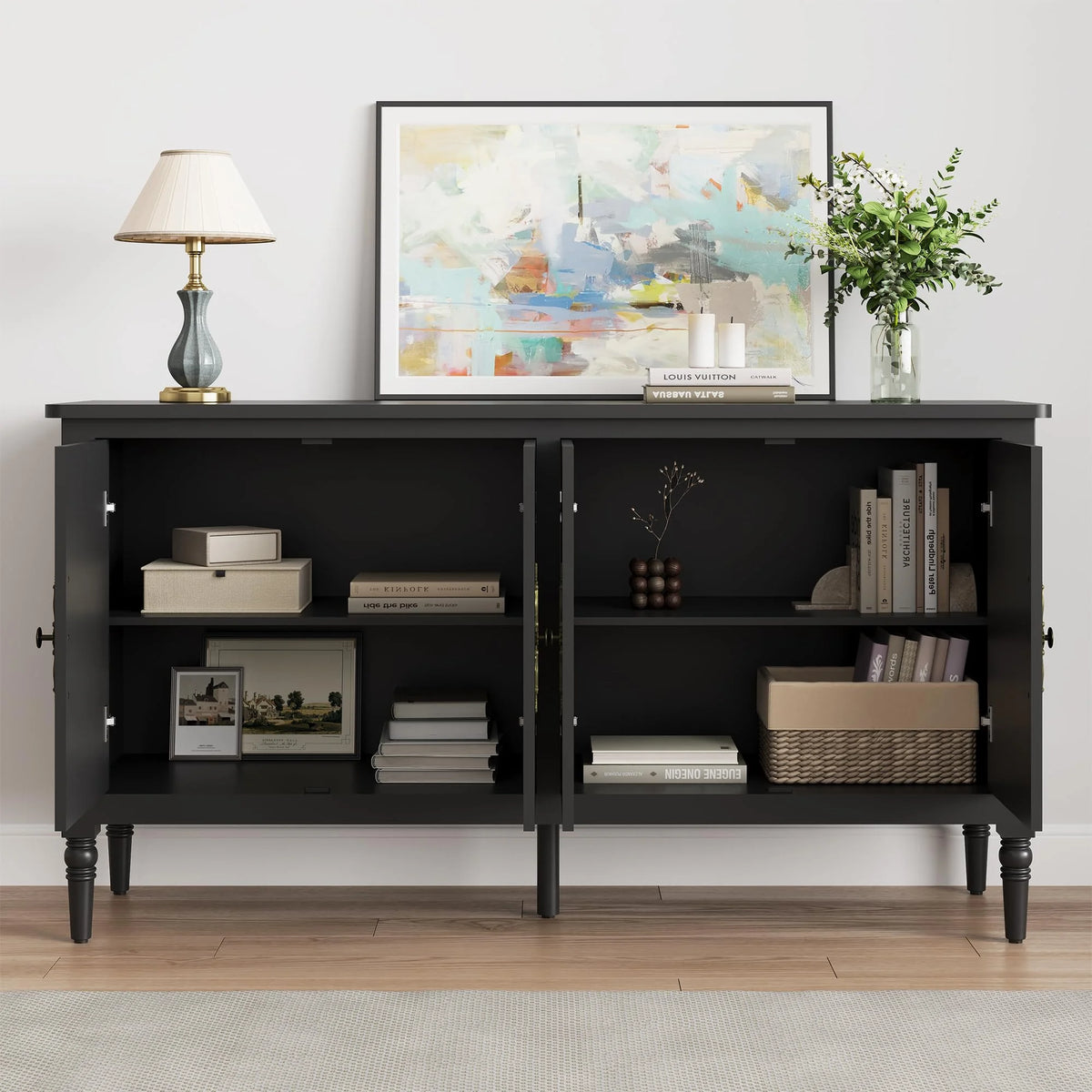 CozyHome Mid Century Modern Sideboard Buffet Cabinet with Storage, 58'' Console Cabinet, Green