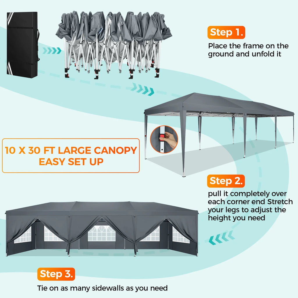 SANOPY 10'x10' EZ Pop Up Canopy Tent Outdoor Party Instant Shelter Portable Folding Beach Canopy with 4 Sandbag & Carrying Bag, Black