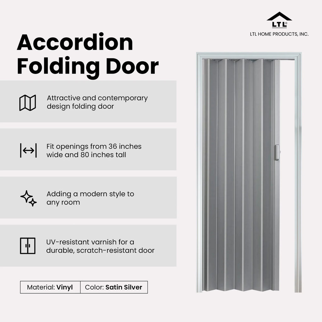 LTL Home Products EL4880S Spectrum Elite Vinyl Accordion Door, Elite Silver