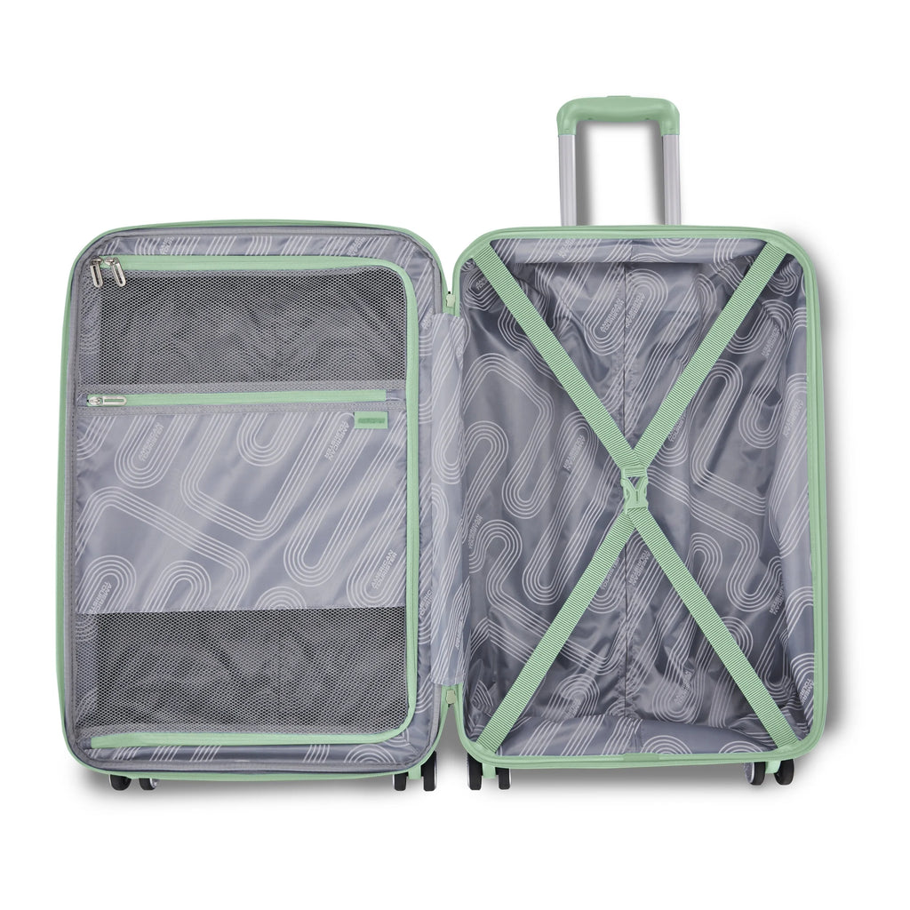 American Tourister Stratum 3.0 Large Hardside Checked Suitcase with Spinner Wheels - Surreal Green