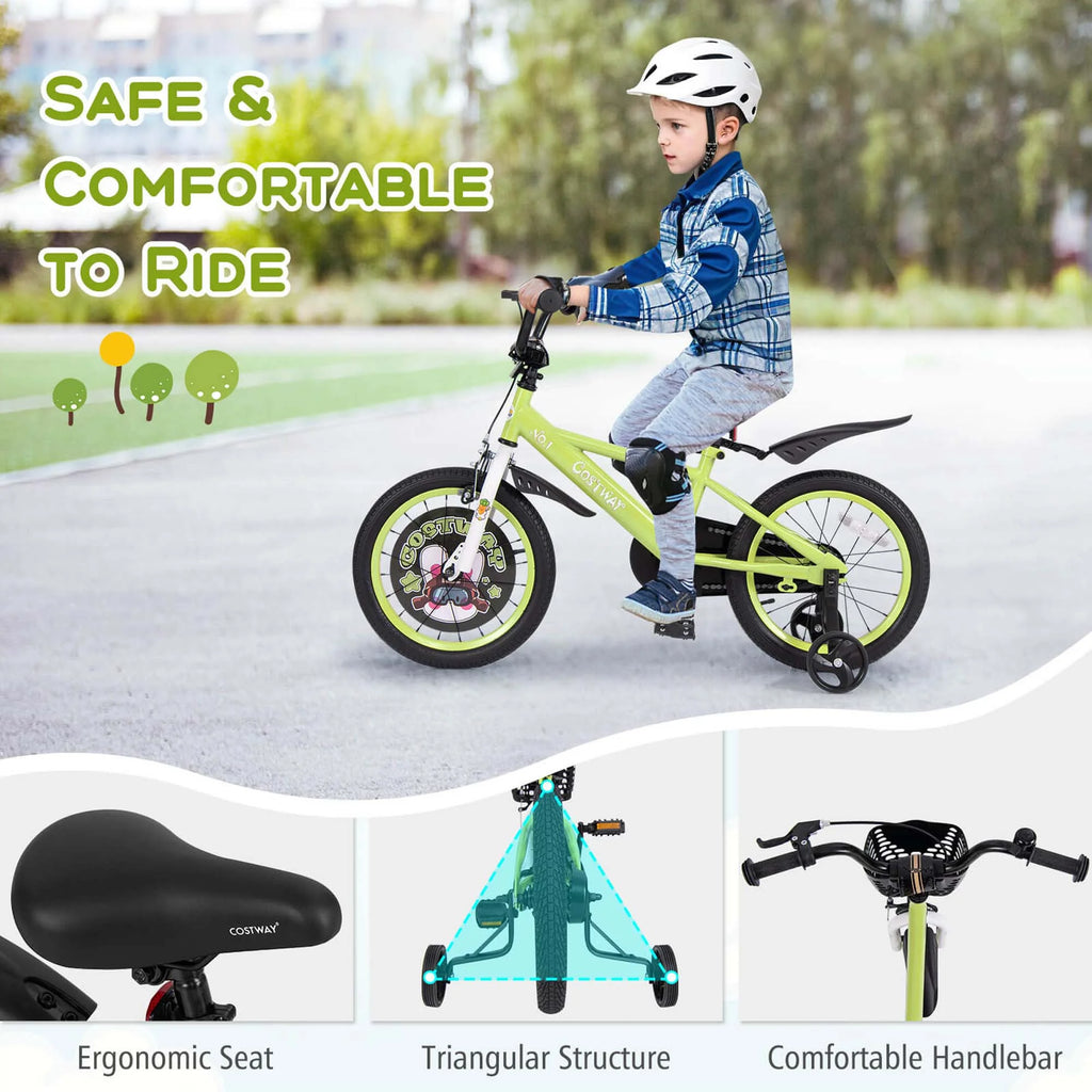 Costway 16" Kid’s Bike for 4-7 with Height-Adjustable Handlebar & Saddle Handbrake Blue