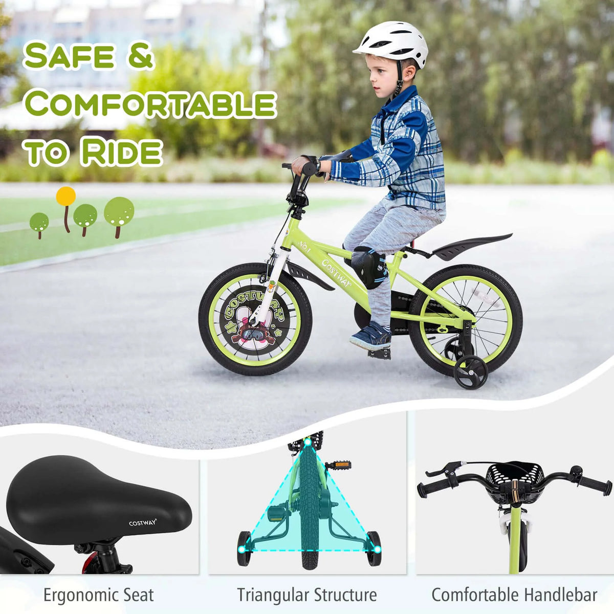 Costway 16" Kid’s Bike for 4-7 with Height-Adjustable Handlebar & Saddle Handbrake Blue