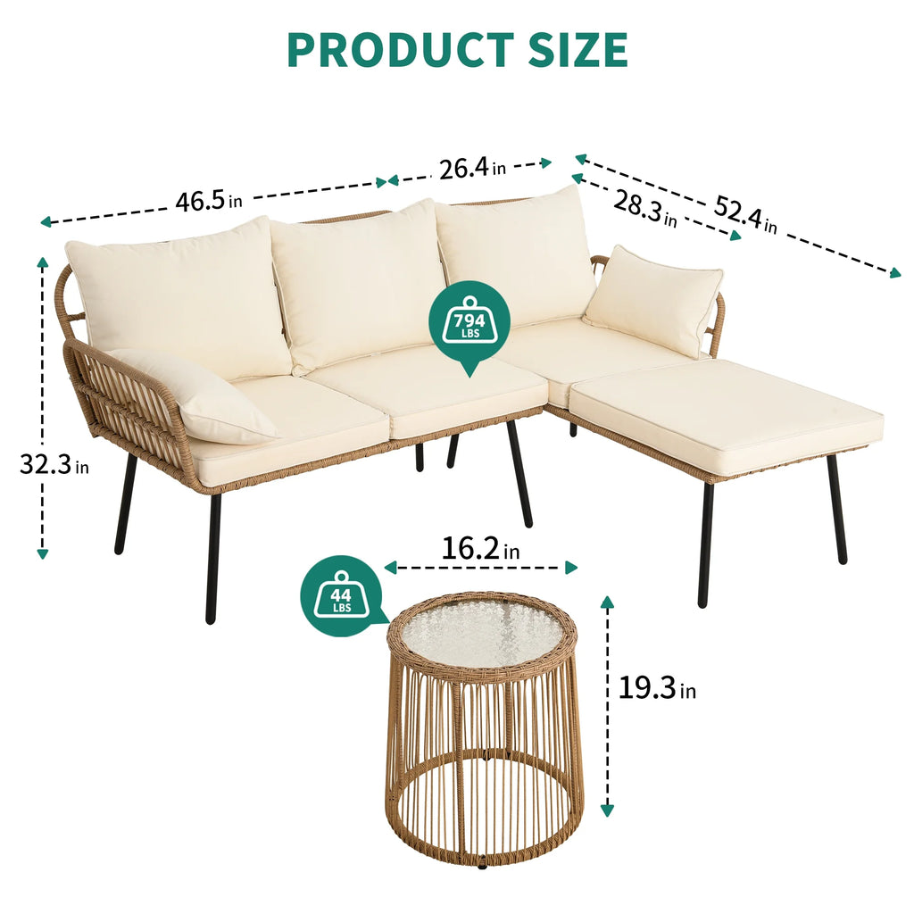 Dextrus 5 pieces Outdoor Dining Set, Patio Dining Sets with 4 Rattan Wicker Dining Chair and Round Table With Umbrella Hole, Sectional Conversation Set for Backyard, Balcony, Garden, Lawn