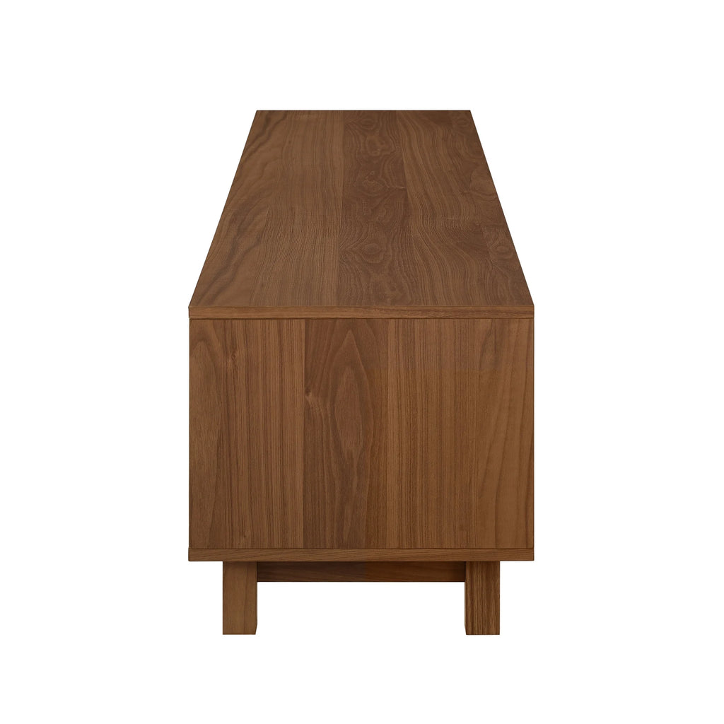 Walker Edison Mid-Century Modern Reeded 2-Door TV Stand for TVs up to 80, Coastal Oak