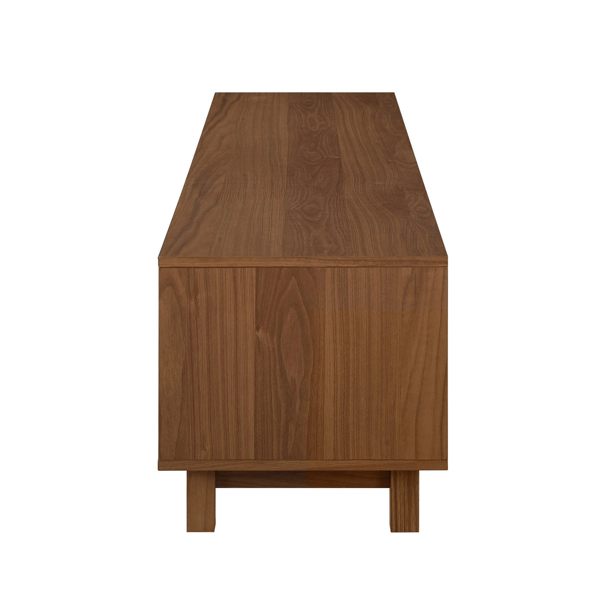 Walker Edison Mid-Century Modern Reeded 2-Door TV Stand for TVs up to 80, Coastal Oak
