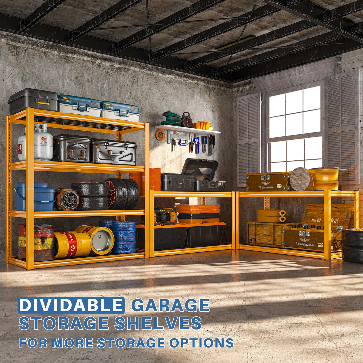 REIBII 2200LBS Garage Shelving Units Heavy Duty  Adjustable Metal Shelving 4 Tier Storage Shelves,39.4" W x 19.7" D x 59.9H