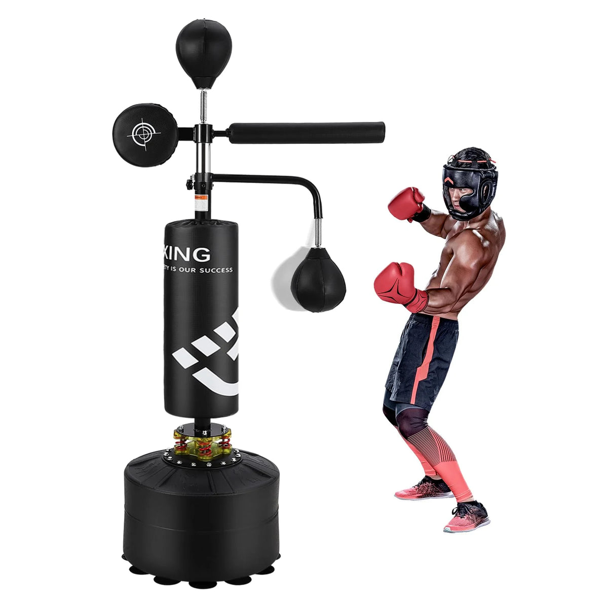 Yeshouse 5-in-1 Freestanding Punching Bag with Stand Adjustable Height Boxing Bag for Adults & Kids, Reflex Bar, Speed Bags, Hitting Target, Heavy Kickboxing Bag