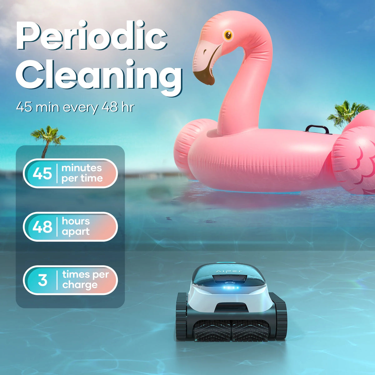 AIPER Scuba N1 Robotic Pool Vacuum Cleaner, Cordless, 2 Extra Brushes, For Inground Pools