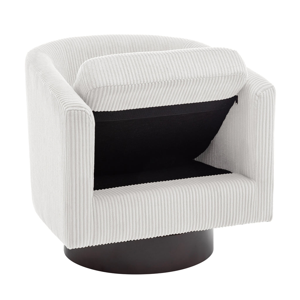 UIXE Swivel Accent Chair, Upholstered Fabric Barrel Chair for Living Room, Small Single Sofa Bedroom Reading Seat, Light Gray