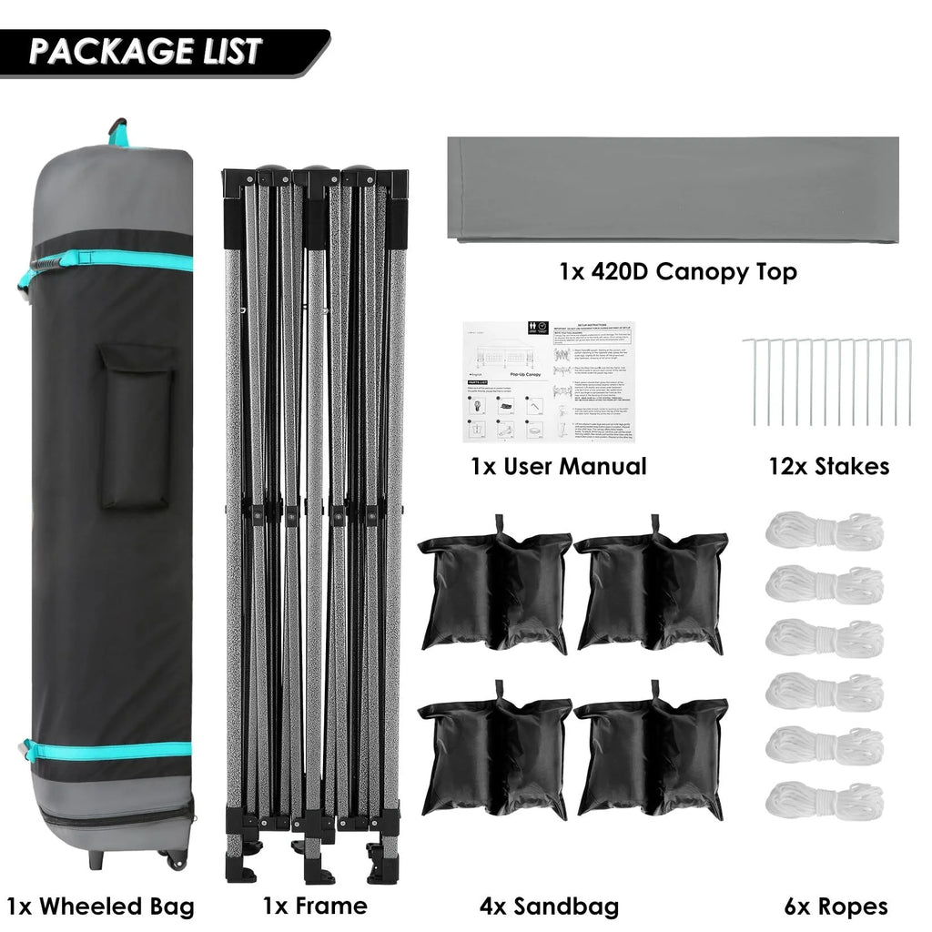 COBIZI 10x15ft Pop up Canopy, Heavy Duty Party Canopy Waterproof Commercial for Outdoor,Black