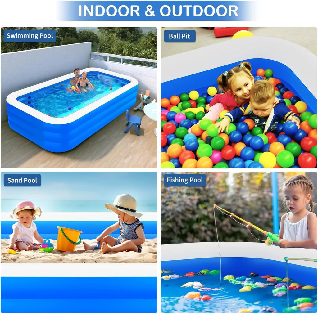 Large Inflatable Pool, Oversized Family Swimming Pool for Kids and Adults, Perfect for Backyard and Summer Parties