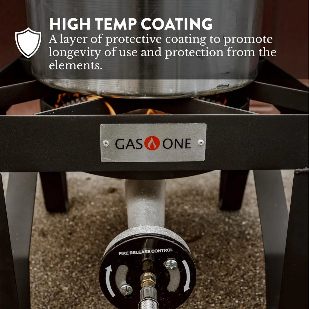 GasOne Propane Single Gas Burner 200,000BTU Heavy Duty - 0-20 PSI Adjustable Regulator and Hose Camp