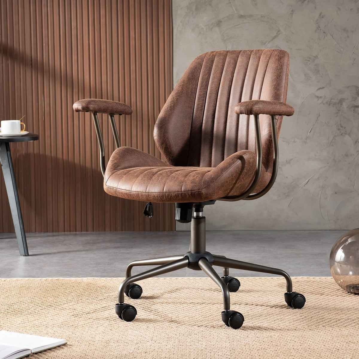 Ovios Ergonomic Office Chair Modern Computer Desk Suede Fabric Desk Chair with Lumbar Support for Home Office