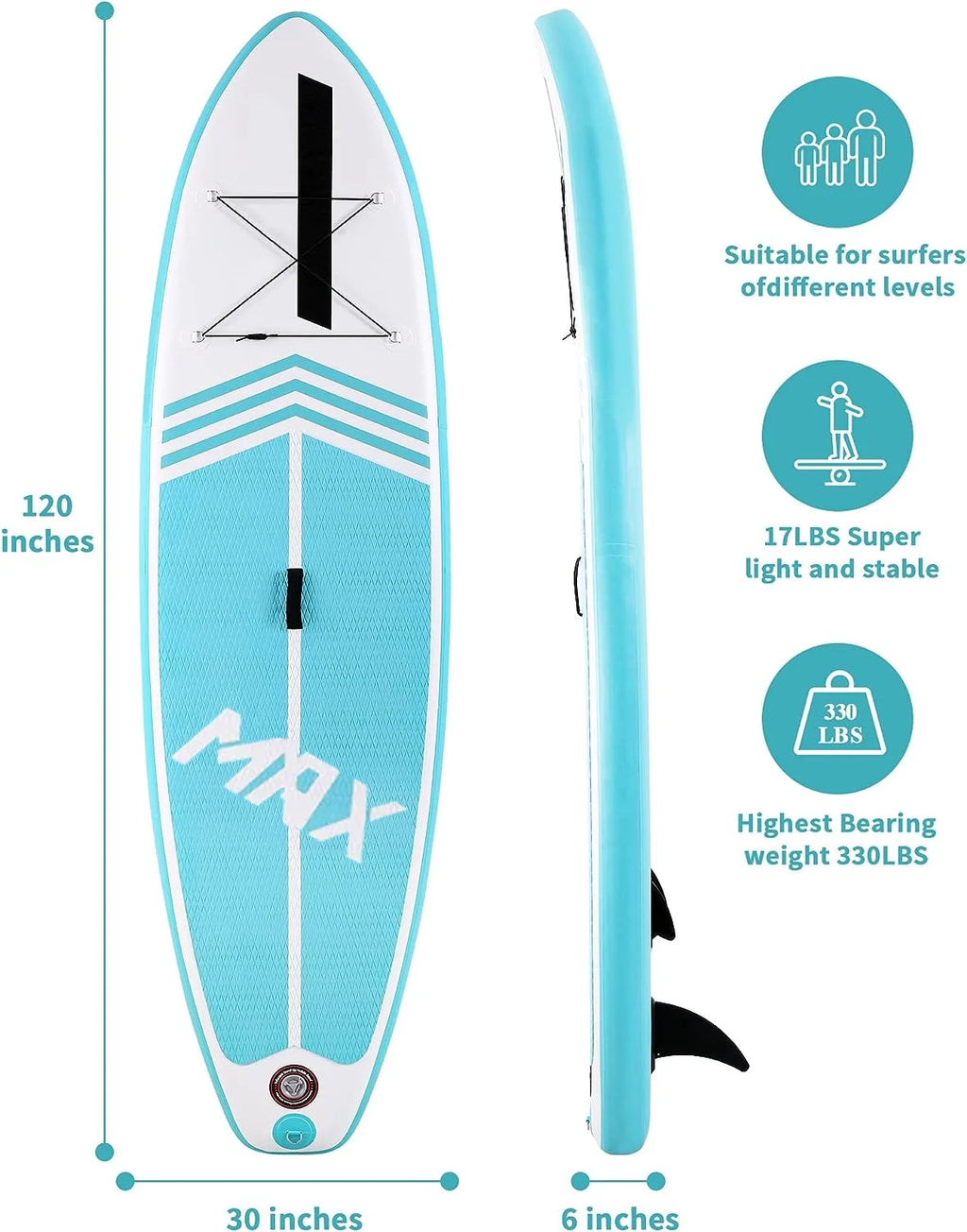 Naipo 10 in Inflatable Stand up Paddle Board 6 in Thick  SUP Paddle Board with Paddleboard Accessories Triple Action Pump Fishing Green
