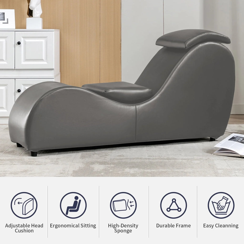 MUZZ Yoga Chair,Curved Yoga Chaise Lounge for Adults Stretching Exercising Relaxing,Chaise Lounge Chair with Adjustable Mats for Living Room Apartment Indoor(Dark Grey)