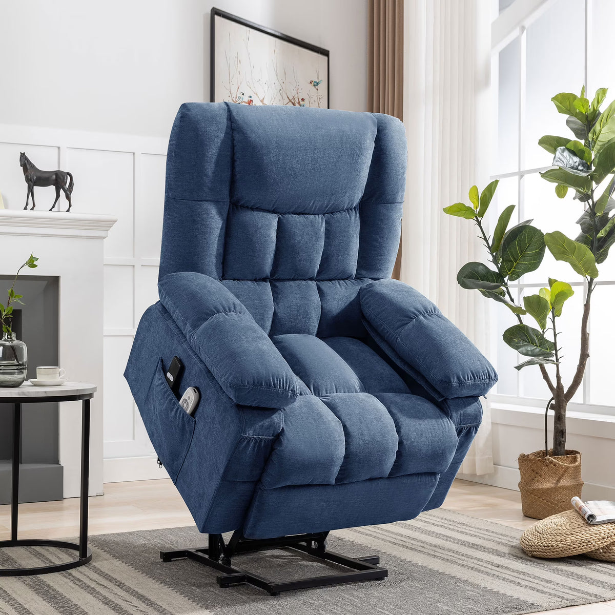 JONPONY Power Lift Recliner Chair Recliners for Elderly with Heat and Massage Recliner Chair for Living Room with Infinite Position and Side Pocket,USB Charge Port,Brown