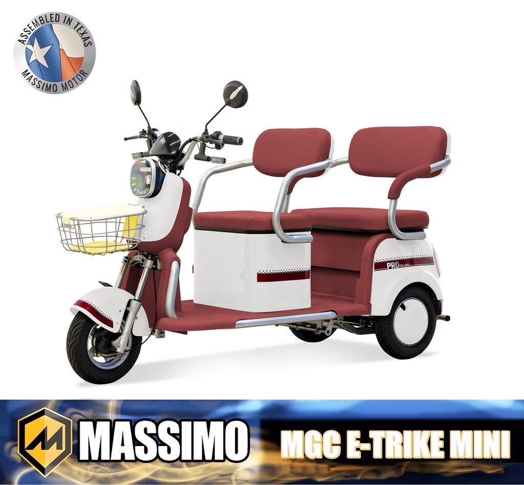 Massimo MGC E-Trike 3-Wheel Electric Cart 17 MPH, 2-Seater Adult Scooter Blue